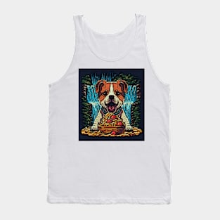 pixel art dog eating spaghetti by waterfall Tank Top